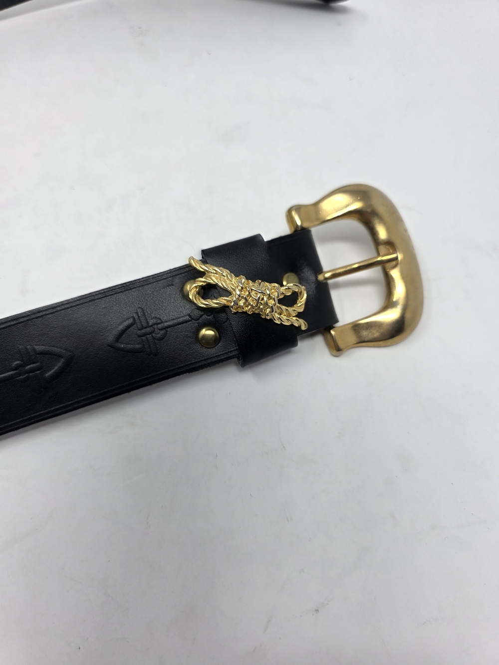 Axcess Black Genuine Leather Belt Made in Italy Gold Buckle Women’s M